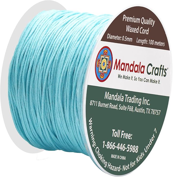 Mandala Crafts 0.5mm 109 Yards Mint Cotton Waxed Cord - Image 2