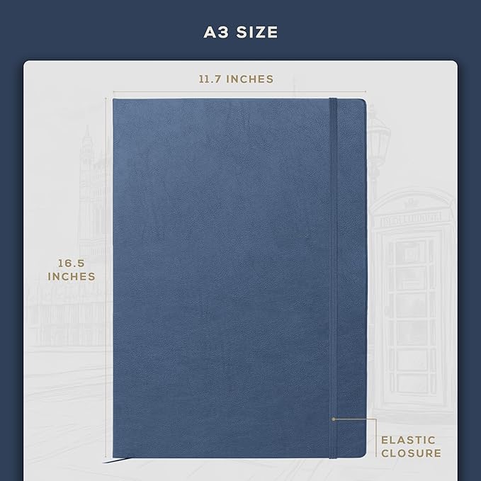 Beechmore Books A3 Sketchbook – 11.7x16.5 Premium Vegan Leather Bound Extra - Image 3