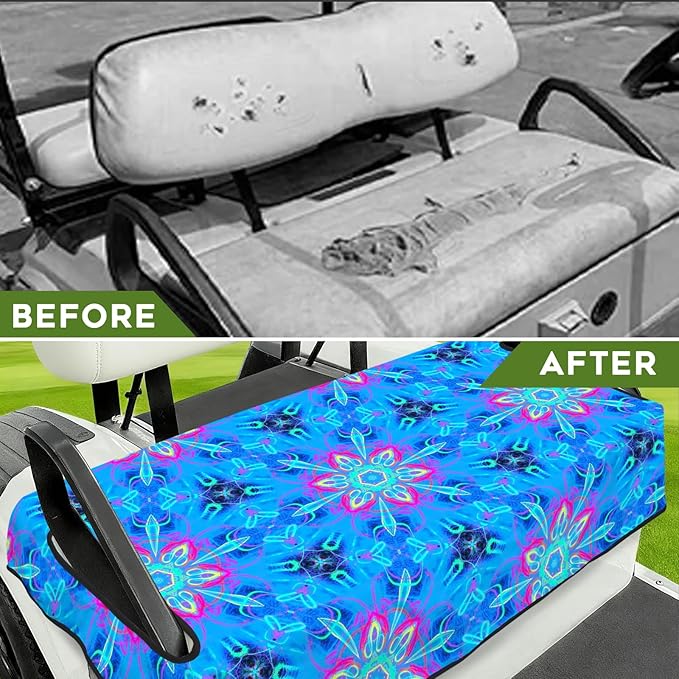 Golf Cart Seat Covers Club Car Golf Cart Accessories for Men Women Golf Carts Seat Towel Blanket 2-Seat Golf Cart Decorations