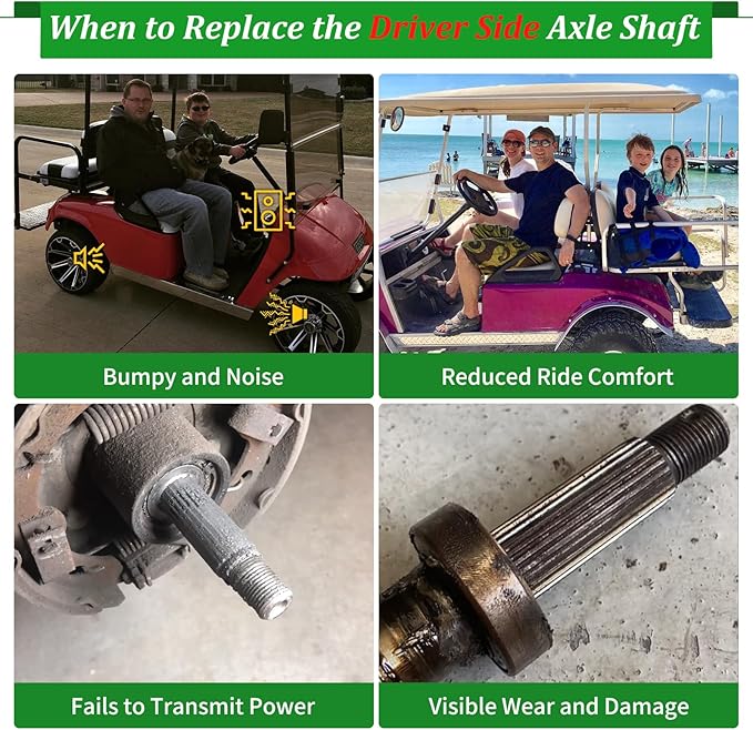 Golf Cart Rear Axle Shaft with Bearing Seal Kit for 1994-2013 EZGO TXT/Medalist Electric Models, Replace # 20377-G11 Driver Side (23 7/8" Length) 24-Teeth Splined Axle Shaft Assembly