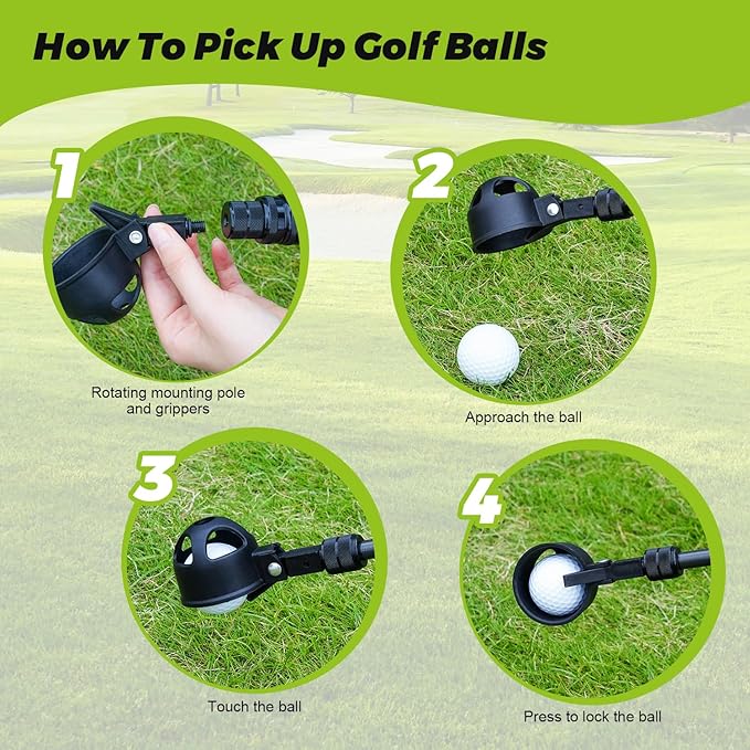18Ft Golf Ball Retriever Telescopic, Carbon Fiber Golf Ball Picker Upper for Water, Lightweight & Durable Golf Ball Grabber with 2 Claw Sucker Tool, Golf Accessories Gifts for Men Women