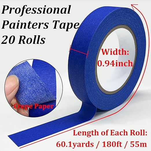 Blue Painters Tape, 20 Rolls Premium Masking Master Tape Painter Tape, Craft - Image 3