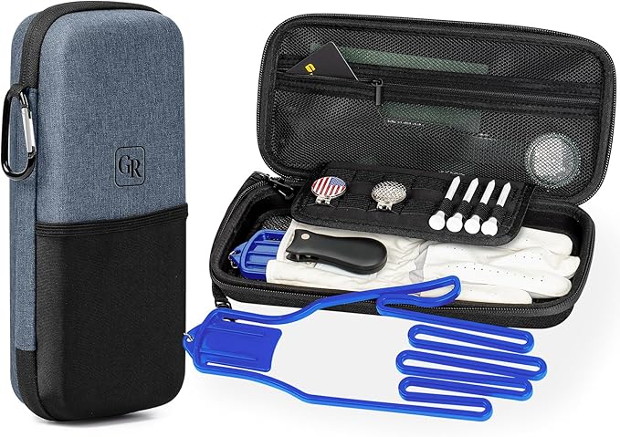 GLORIEROO Active Carbon Fabric Odor - Absorbing Golf Glove Holder Case with Glove Shaper - Fits Golf Club Bag, Multifunctional Golf Organizer for Phone, Tees, Divot Tool, Golf Gifts for Men & Women