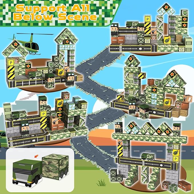 Magnetic Blocks-100PCS Military Building Blocks Set, Kids Classroom Sensory Toy - Image 3