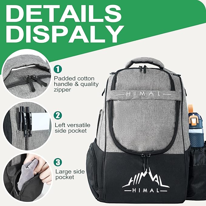 HIMAL HIMAL Disc Golf Bag Holds 22+ Discs, Durable Disc Golf Backpack with Large Capacity, and Multiple Storage Pockets