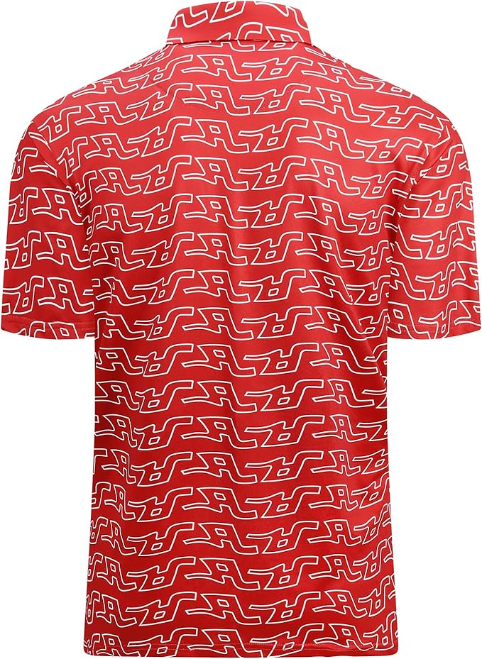 Alex Vando Mens Golf Shirt Moisture Wicking Quick-Dry Print Performance Polo Shirts for Men