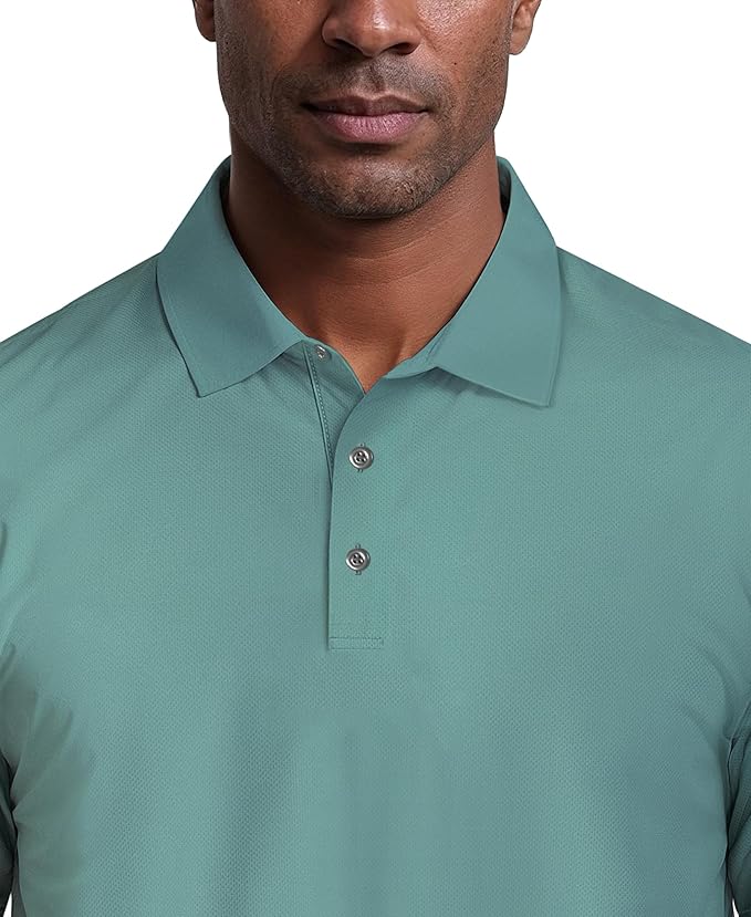 PGA TOUR Men's Airflux Solid Mesh Short Sleeve Golf Polo Shirt