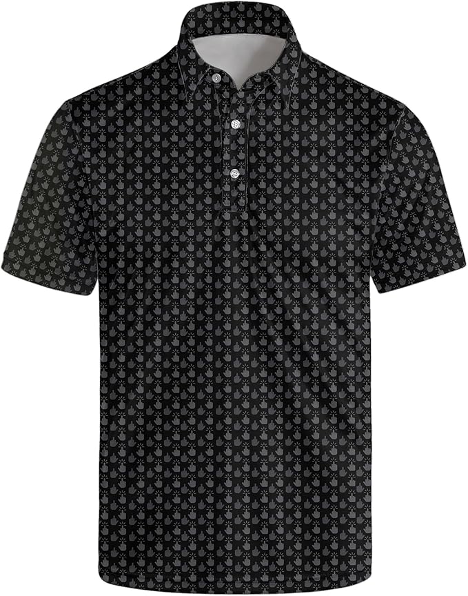 Golf Polo Shirts for Men Funny Print Short Sleeve Golf Shirts Performance Golf Polos
