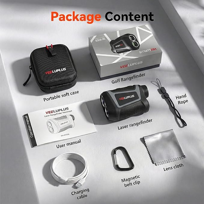 Golf Rangefinder with Slope & Magnet, 660 Yards Range Finde Golf with Flag Pole Locking Vibration, IP54, Ergonomic Design, Anti-Shake, Rechargeable Golf Accessories for Golfers