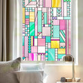 3D Stained Glass Window Privacy Film, Heat Control UV Blocking Static Cling by OHTMERU