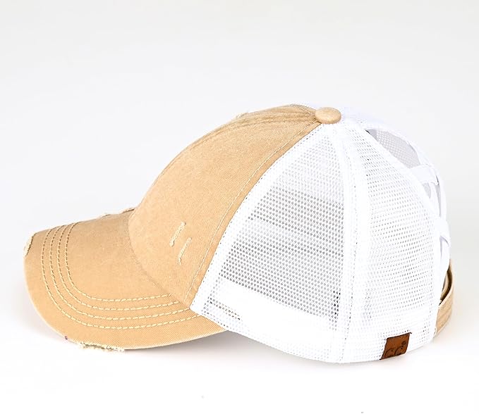 C.C Ponycap Messy High Bun Ponytail Adjustable Glitter Mesh Trucker Baseball Cap