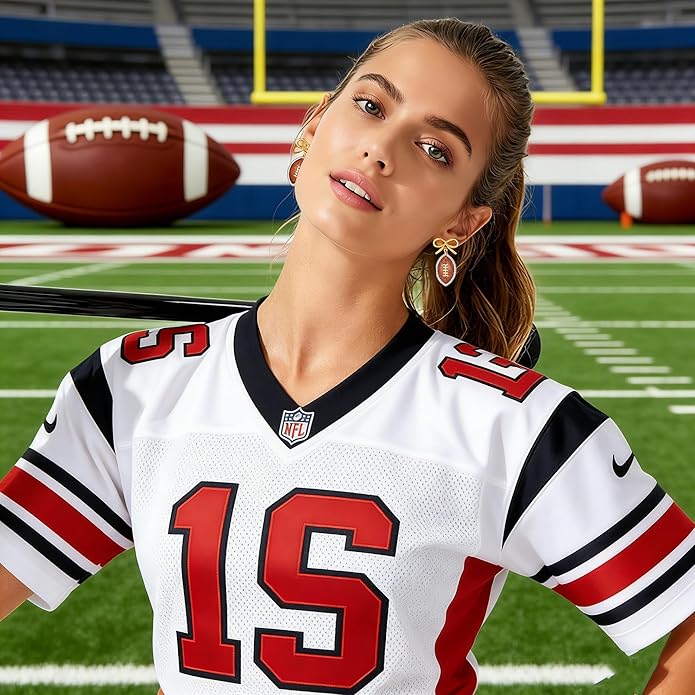 Rhinestone Bow Football Stud Earrings, Sparkly Sports Themed Dangle Earrings for Women, Cute Game Day Jewelry Gift