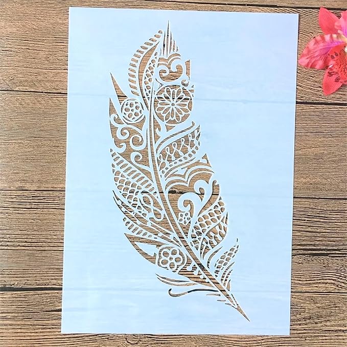 TIAMECH A4 Mandala Feather Stencil by TIAMECH