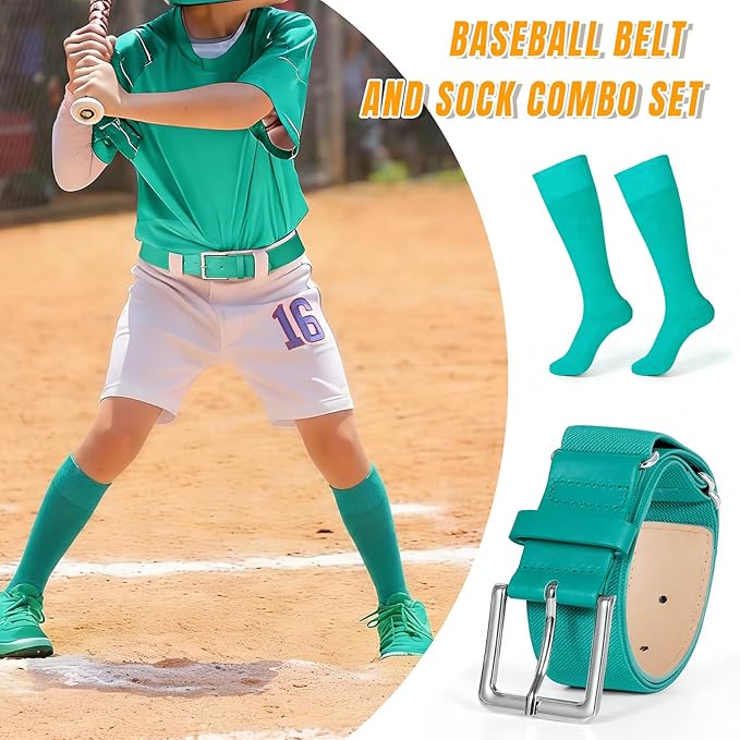 XZQTIVE Baseball Softball Socks and Baseball Softball Belt Combo Set Knee-High Soccer Socks for Kids Youth Adult