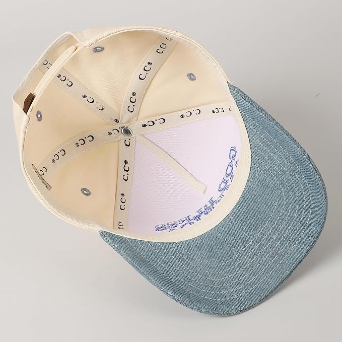 MIRMARU Two-Tone Vintage Canvas Trucker Hats for Men & Women, Adjustable Size Baseball Caps with Trendy Embroidered Design