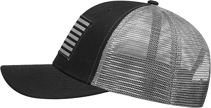 American Flag Trucker Hat, Patriotic Baseball Cap for Men & Women, Breathable Mesh Adjustable Snapback, USA Flag Patch