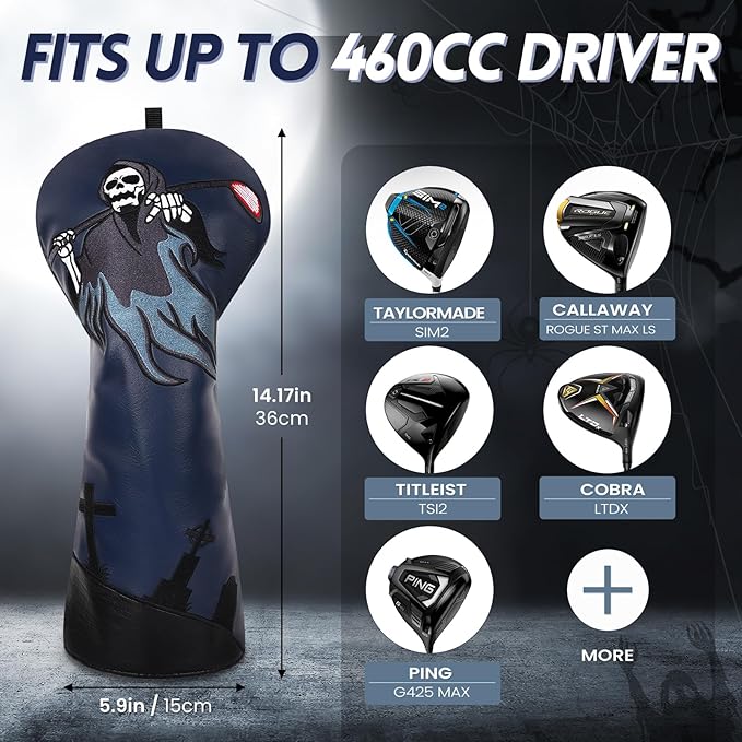 Big Crazy Golf Headcovers - Funny Golf Club Covers - Driver Headcover with Tour Grade PU Leather - Golf Driver Headcover, Waterproof Golf Head Covers, Soft Lining Golf Gift