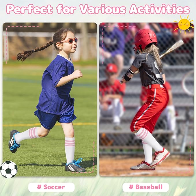 Olreco Toddler Soccer Socks Kids Baseball Socks Youth Softball Sock for Girls Boys Football Sock Boys Athletic Accessories