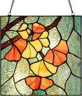 PA0005 Stained Glass Ginkgo Leaf Hanging Panel-10 Wx10 H Window Suncatcher by HomeBeauty