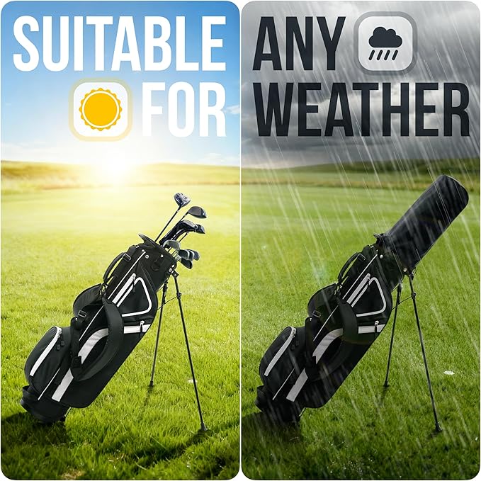 Ultra-Lite Golf Stand Bag - 3 Lbs, 4 Way Divider Portable Golf Club Carry Bag, Water-Repellent Golf Travel Case with Rain Hood, Golf Gifts for Men and Women
