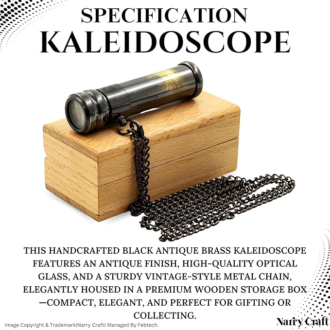 Brass Kaleidoscope with Wooden Box | Handcrafted Vintage Kaleidoscope with - Image 4