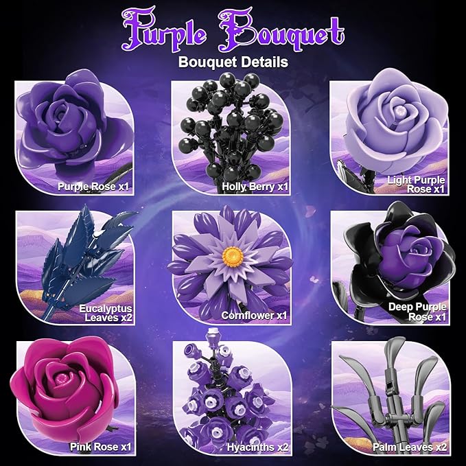 Gohero Purple Roses Building Blocks Set - Image 2