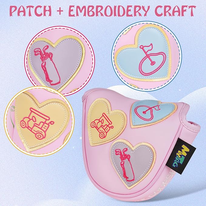 mytag Golf Head Covers Pink, No Bad Days On The Course Golf Club Covers Driver Fariway Hybrid Headcover for Women Girls