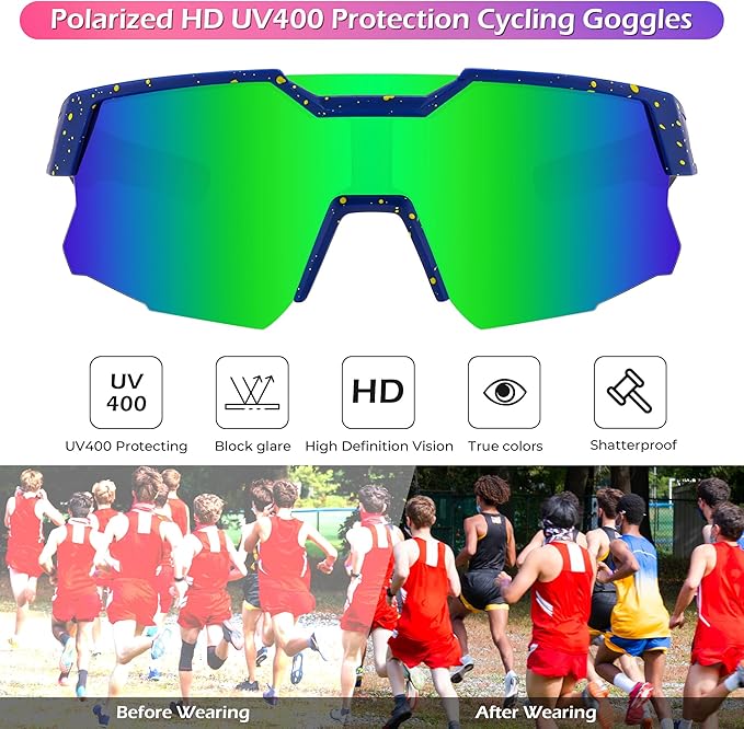 FEISEDY Kids Sunglasses Youth Baseball Sun Glasses, UV400 Sports Teens Cycling Shades for Boys Girls Age 8-16 B0048