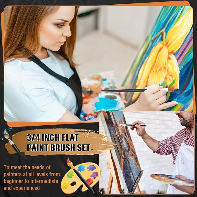Zonon 10 Pcs 3/4 Inch Flat Paint Brushes Acrylic Painting Craft Accessories - Image 5