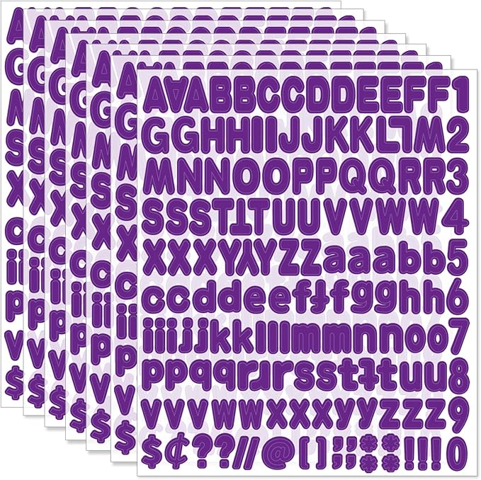Alphabet Stickers, 12 Sheets, Deep Purple Letter Stickers, Self-Adhesive Vinyl by Starboling