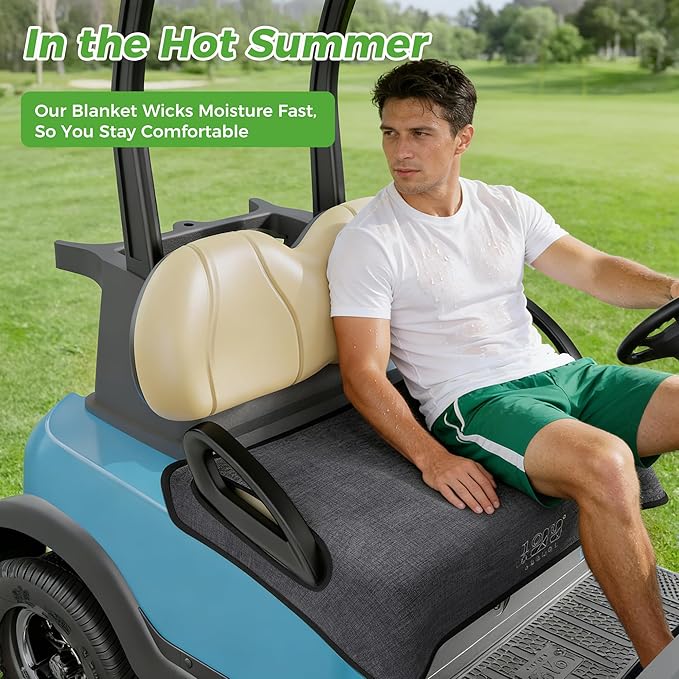 10L0L Universal Golf Cart Seat Covers/Seat Blanket for EZGO TXT/RXV & Club Car DS/Precedent, Breathable Seat Towel/Seat Cushions with Non-Slip Backing, All-Season Comfort (Not for Yamaha)