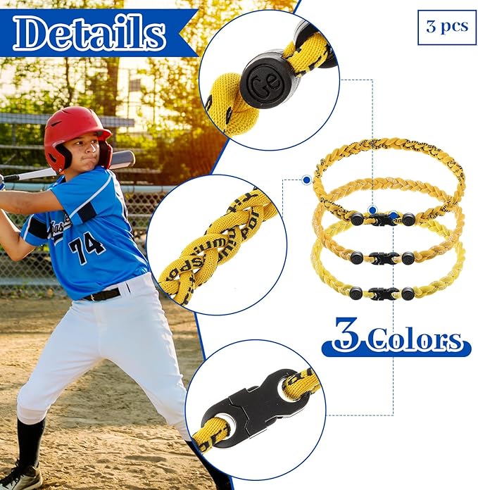 Junkin Baseball Necklaces Three Braided Rope Titanium Necklace for Fans Team Gifts Boys Men Player Softball Sports