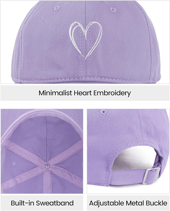 American Trends Womens Baseball Caps Cute Heart Dad Hat, Adjustable Cotton Unisex Cap for Workout, Golf & Everyday Wear