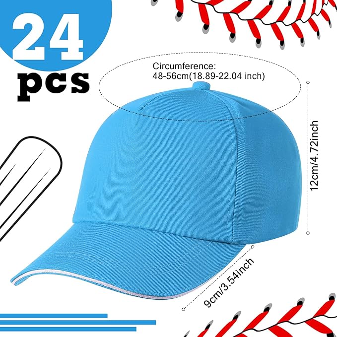 Shyyween Kids Baseball Caps Youth Adjustable Plain Baseball Hats Cotton Blank Hats Bulk for Girls Boys Sport Team