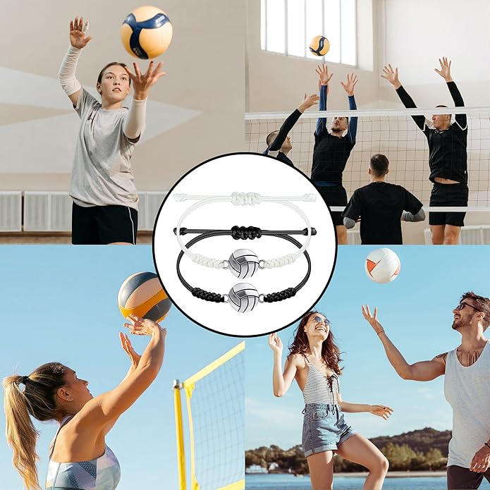 SmileBelle 2 PCS Sport Bracelets, Graduation Bracelets Volleyball Soccer Gifts Baseball Basketball Bracelet Football Jewelry for Son Daughter Fans as Sport Accessories Jewelry