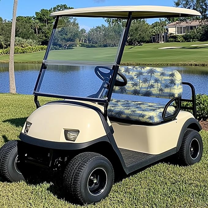 Suobstales Golf Cart Front and Rear Seat Cover Set for EZGO TXT RXV & Club Car DS 2 Passenger, Washable Bench Seat Covers Kit
