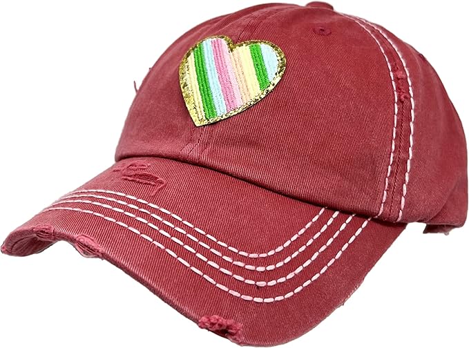 Funky Junque Distressed Vintage Baseball Cap - Embroidered Patch Women's Hat - Holiday, Lifestyle & Patriotic Designs