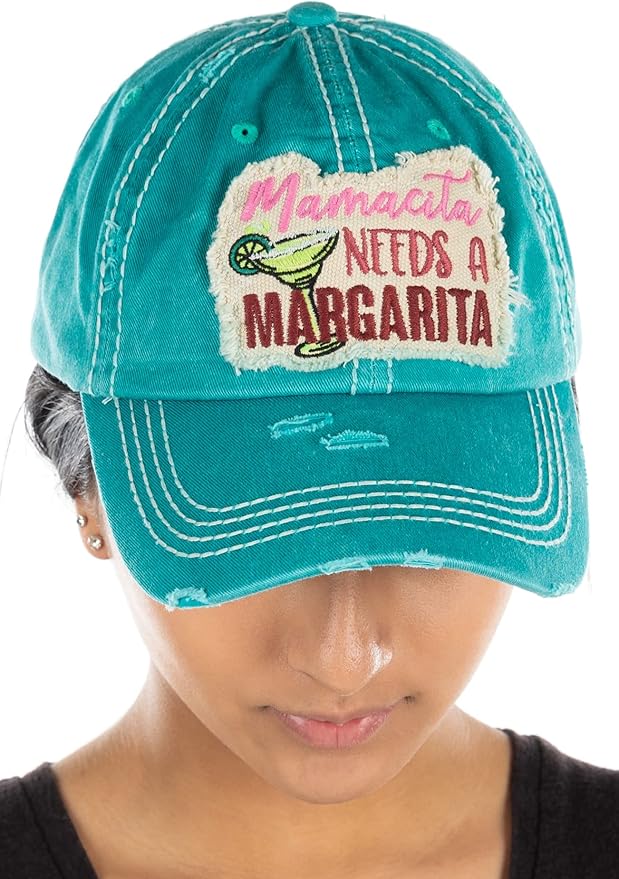 Funky Junque Distressed Vintage Baseball Cap - Embroidered Patch Women's Hat - Holiday, Lifestyle & Patriotic Designs