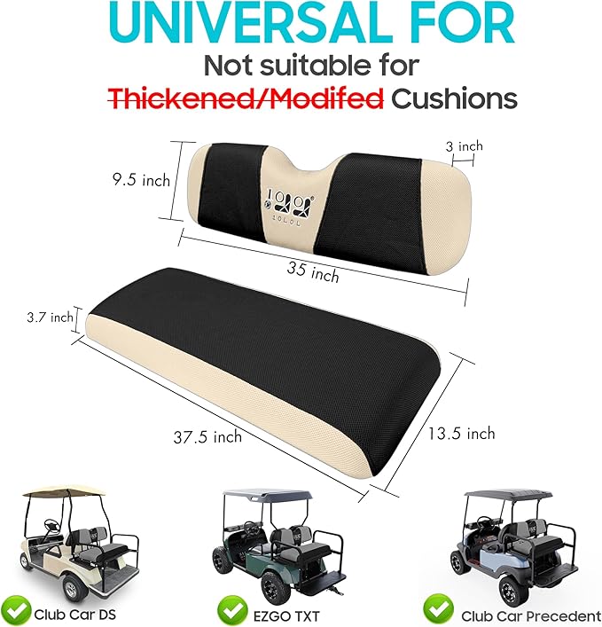 10L0L Universal Golf Cart Rear Seat Cover Dress UP Older Golf Cart Durable Breathable Material Fit Like a Glove for Yamaha EZGO and Club Car, Easy to Install