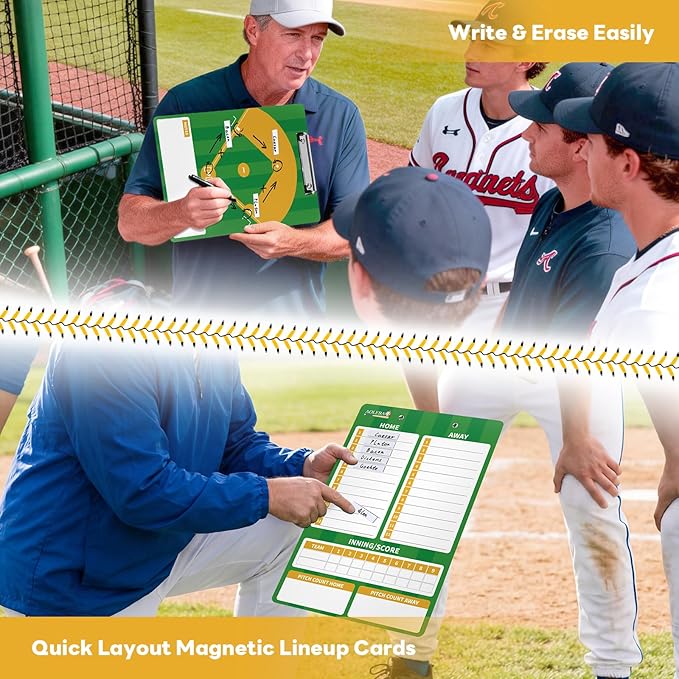 AOLEBA Baseball Lineup Board for Dugout,Dry Erase Magnetic Metal Baseball Clipboard for Coaches