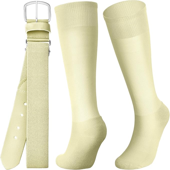 Zhanmai Baseball Belt and Socks Combo, Adjustable Elastic Belt and Softball Socks, Multiple Sizes for Youth Boys Girls, Adult