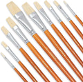 DUGATO 10pc Flat Hog Bristle Paint Brush Set by DUGATO