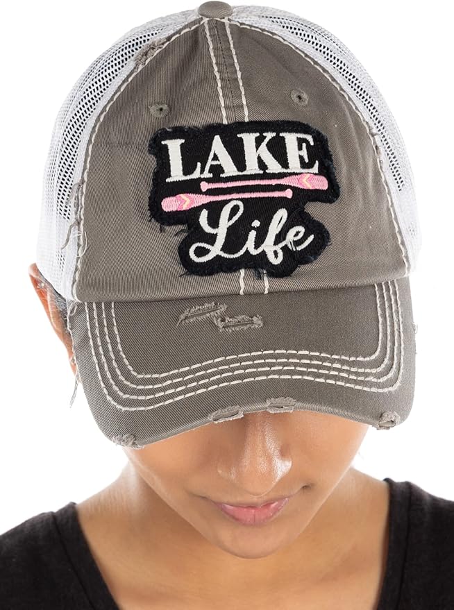 Funky Junque Distressed Vintage Baseball Cap - Embroidered Patch Women's Hat - Holiday, Lifestyle & Patriotic Designs