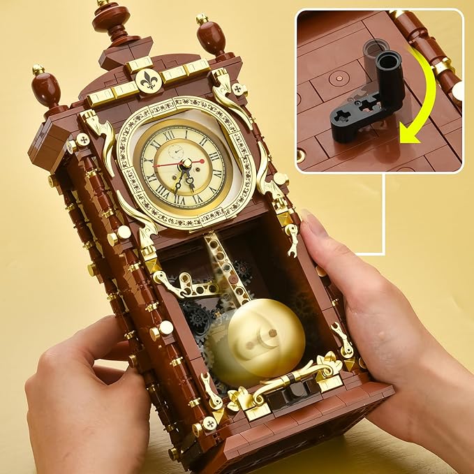 Retro Clock Building Set for Adults, Vintage Pendulum Clock Model - Image 5