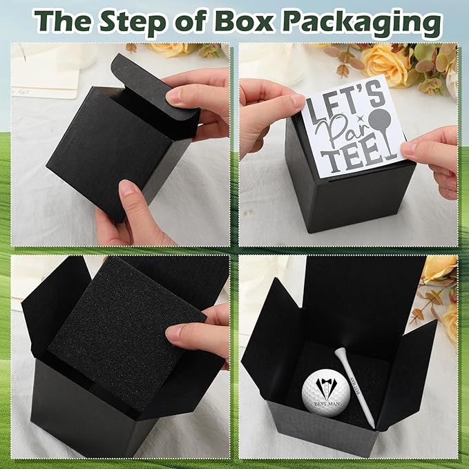 Lunmon 6 Sets Groomsman Balls Set Groomsman Proposal Gift for Men with Balls and Gift Box for Wedding Best Men DIY Gifts