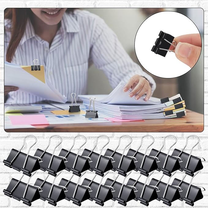 Yexiya 1000 Pcs Binder Clips Bulk Assorted Sizes Black Paper Clips Small Binder - Image 6
