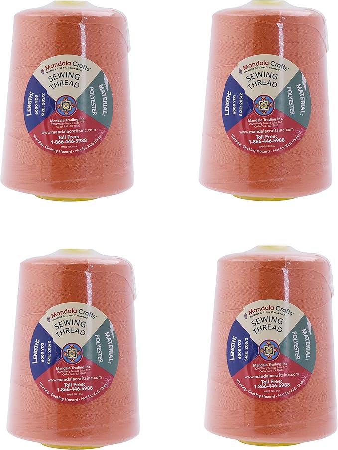 Mandala Crafts 4 Pack of Serger Threads Cones Spools - Image 6