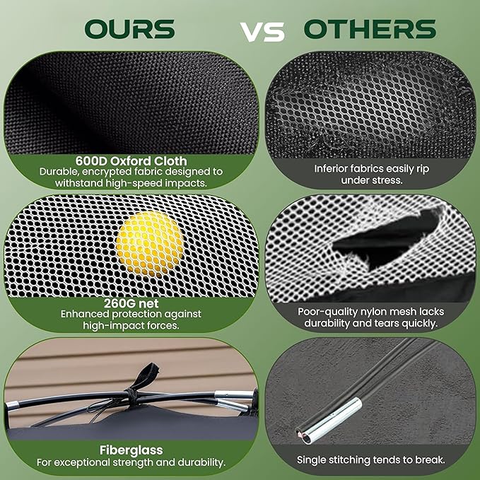 Golf Net for Backyard 10x7ft with 20 Foam Balls Set & Tri-Mat, Heavy Duty Golf Hitting Net Indoor Outdoor with Target, Home Training Equipment for Driving Chipping Swing Practice