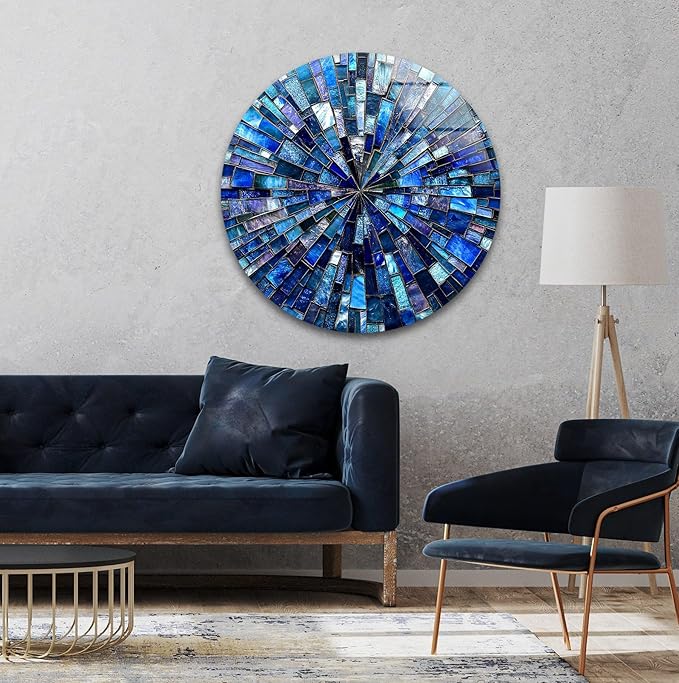 My Photostation.com 15.8'' Diameter Radiant Mosaic Burst Round Glass Wall Art - Image 4