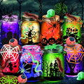 Halloween Crafts Activities For Kids Ages 4-12, 8 Pack Glass Mason Jar for by OCHIDO
